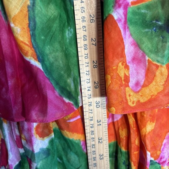 LAUREN RALPH LAUREN Maxi Dress Tiered Tie-Shoulder Tropical Print Ruched Tube SP - Picture 9 of 13